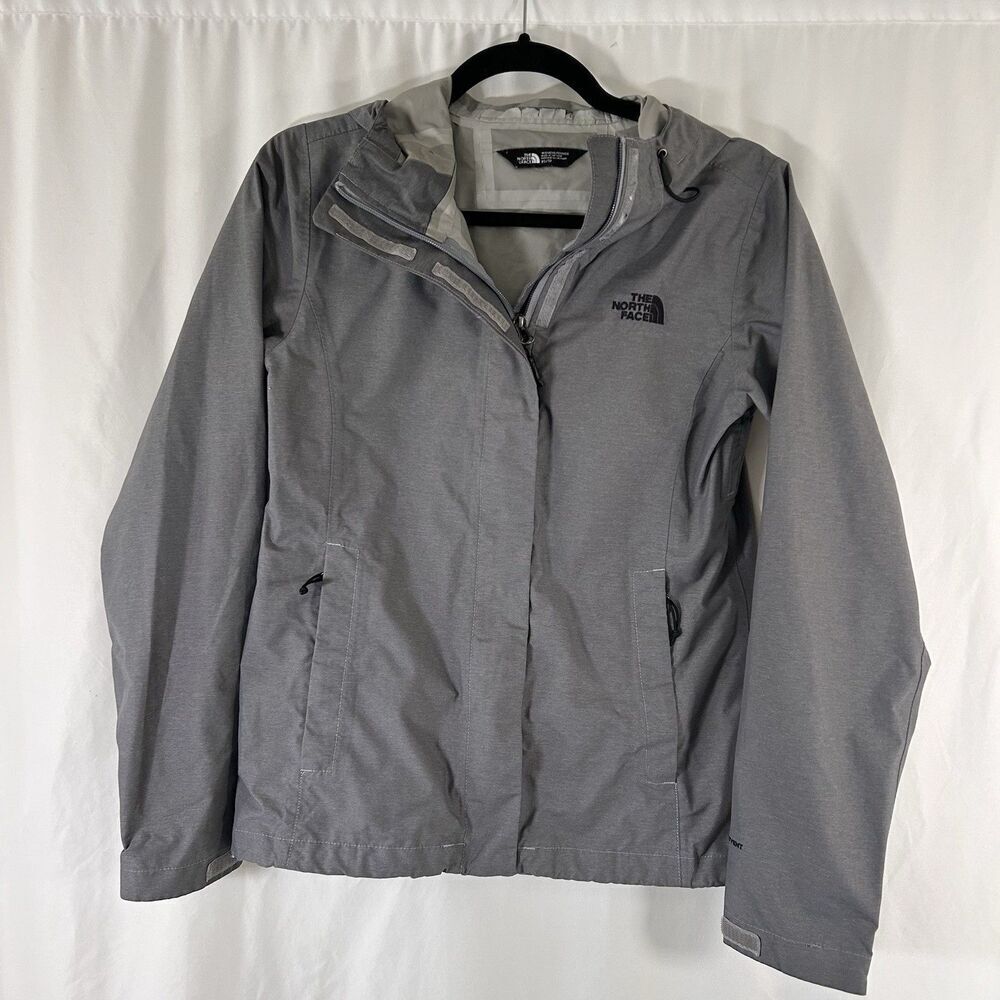 North Face Dryvent Jacket Women's XS Grey Full Zip Hooded Zip Pockets Breathable